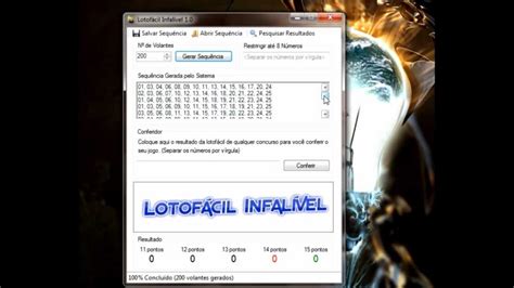 SOFTWARE LOTOFÁCIL INFALÍVEL 1.0 